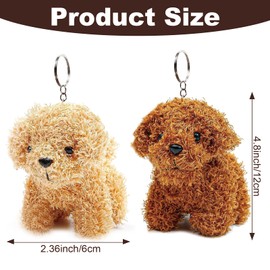 2 Pcs Cute Plush Keychain 4.8 Inch Small Stuffed Animals, Dog Plush Animal Toy With Keychain Adorable Dog Keyring For Kids, Gift for Birthday Party Favors Present Goodie Bag Fillers (Brown Coffee)