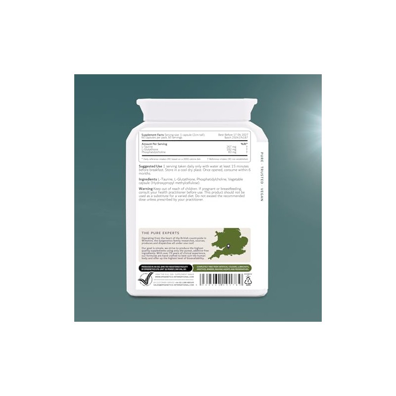 Liposomal Glutathione & Taurine | Bioavailable Highly-Absorbable L-Glutathione + L-Taurine