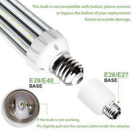 YGS-Tech Super Bright 54W LED Corn Light Bulb, E26/E39 Large Mogul Base, 6500K Daylight White, 400 Watt Equivalent for Indoor Large Area Lighting, Garage Factory Warehouse Backyard, HID, HPS