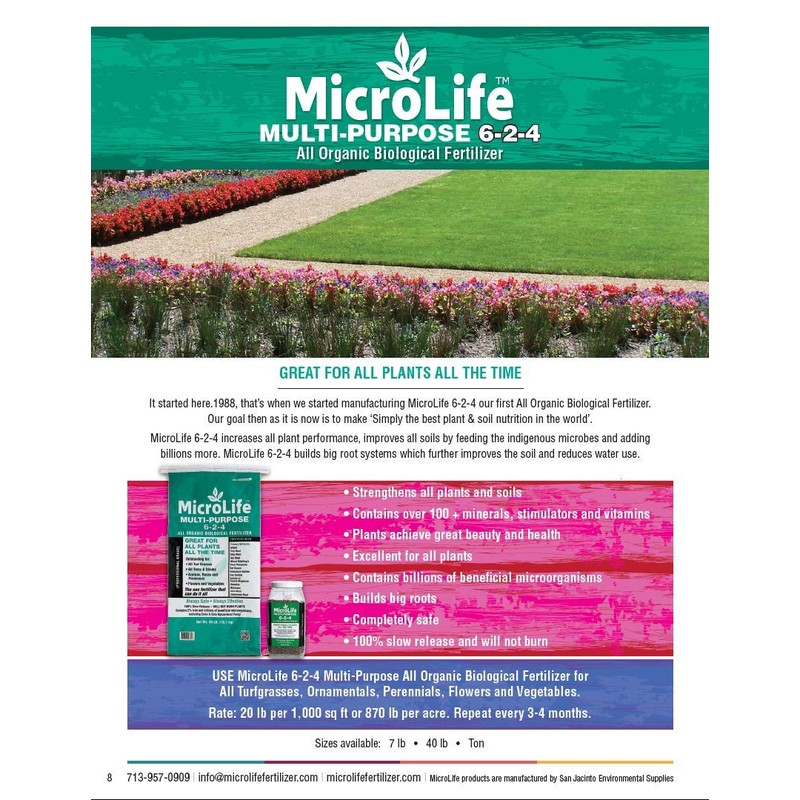 MicroLife Multi-Purpose (6-2-4) Professional Grade Granular Organic Fertilizer for All