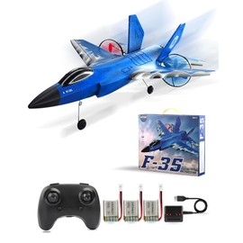 ANTSIR RC Airplane F-35 Remote Control Lightning II Jet Plane, 2.4GHz Smart Gyro Easy to Fly for Kids Adults Beginners (Blue)