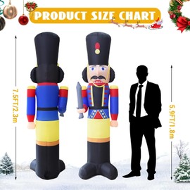 YOUBEMAGIC 7.7FT H Christmas Inflatable Blue Lanky Nutcracker with Build-in LED Lights, Blow up Christmas Inflatable Outdoor Indoor Decorations Large Party Yard Decoration
