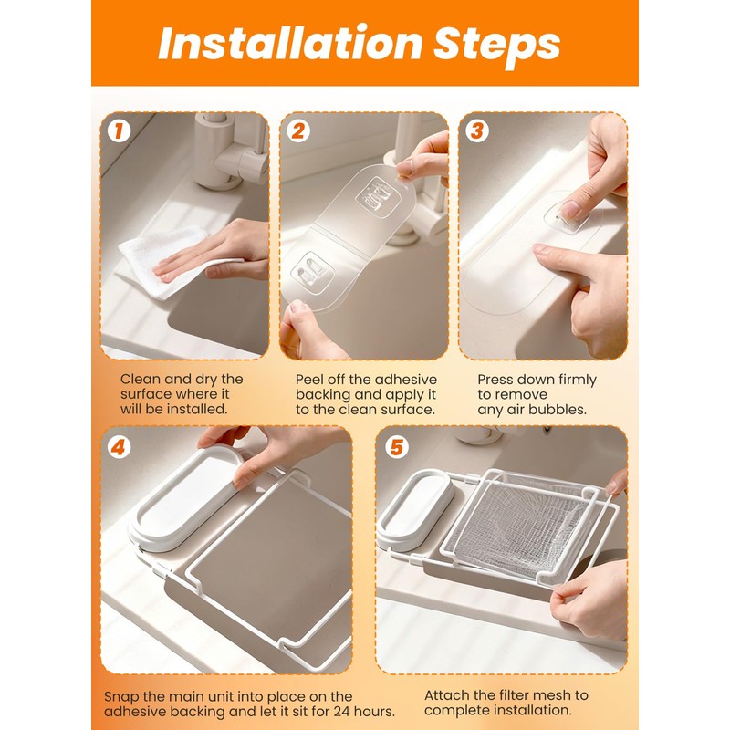 Foldable Sink Strainer with 100 Mesh Bags & Strong Suction