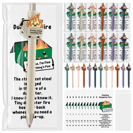 Sayglossy 12 Sets Dumpster Fire Gifts Funny Ballpoint Pens and Bookmarks Back to School Gifts for Teachers Students Support Pen Bulk for Employee Coworkers Staff Team Office