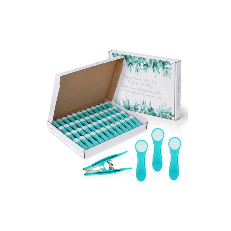 trendfinding 48 Softgrip Softtouch Clothes Pegs (Turquoise)