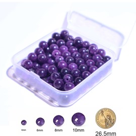 BLAESIFF 100pcs Stone Bead for Bracelets, 8mm Crystal Beads Natural Gemstone Bead Round Loose Beads for Jewelry Making, Earrings Necklace DIY Craft(Amethyst)
