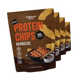 Goodness Plant Crunchy Protein Chips, Barbecue, Vegan, Low Sugar, Low Carb, Bold Flavor, Plant Based, Dairy Free, High Protein Snacks, 1.05 oz (Pack of 4)