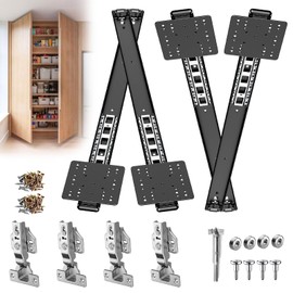 Pocket Door Slides,Pocket Slide Hinges for Installing Hidden Doors, Suitable for Cabinet Doors, Wardrobe Doors, Storage Cabinet Doors(Black, 22IN-2SET)
