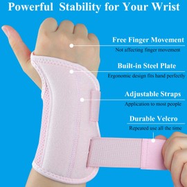 Tianhengyi Tianhengyi Carpal Tunnel Wrist Brace, Adjustable Wrist Support Brace, Night Wrist Sleep Supports Splints Arm Stabilizer (Right Hand, S/M, Pink)