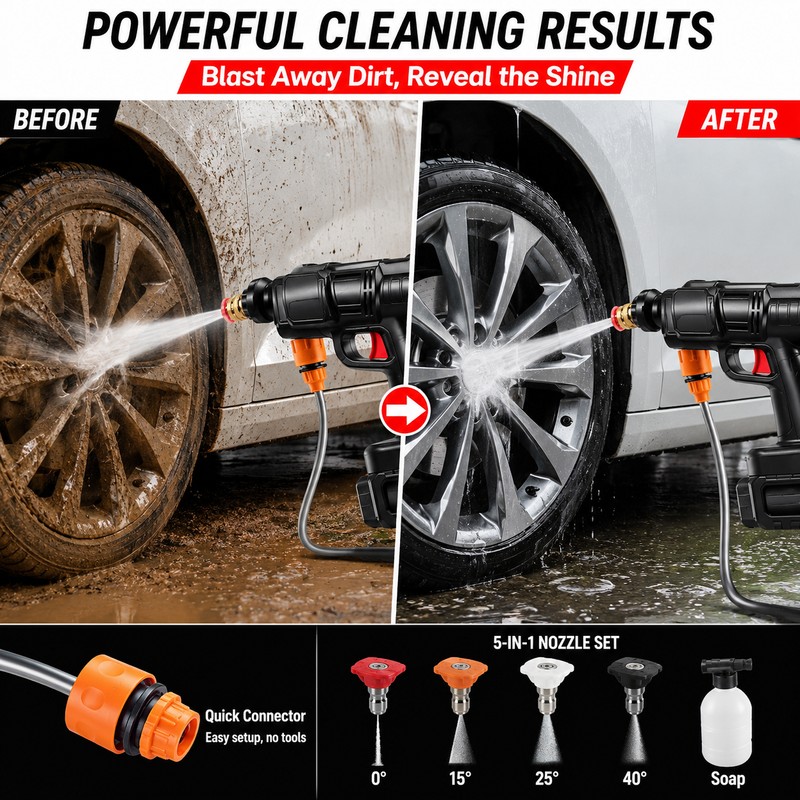 Cordless Pressure Washer Gun for Car Cleaning – Portable High