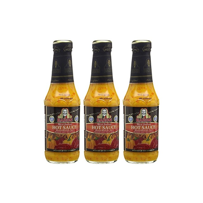 Baron West Indian Hot Pepper Sauce 14oz (Pack of 3)