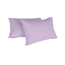 Italian Bed Linen Max Couple of Plain Color Pillowcases, 100% Cotton, lillac, 52x82cm