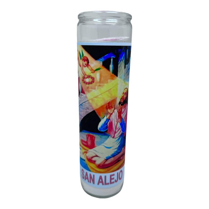 Veladora de rezo San Alejo prayer candle oracion al reverso