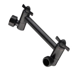 BRIGHT SHOWERS Brass Shower Arm Extender for Rain and Handheld Shower Head, 5 Inch Universal Shower Head Extension Arm, Height & Angle Adjustable, Oil-Rubbed Bronze