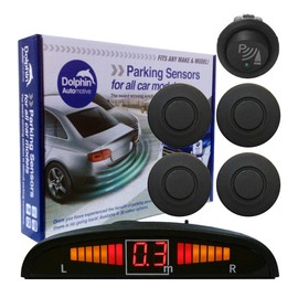 Dolphin Automotive DPS450F Front Parking Sensors In 32 Colours 4 Ultrasonic Radar Sensors Kit Audio & Display Alert System Matt & Gloss Black +30 More Colours (Matt Black)