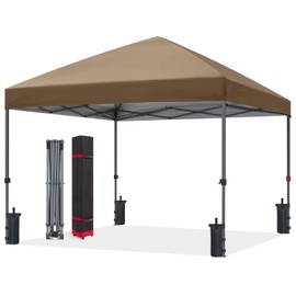ABCCANOPY Pop Up Canopy - 10x10 Outdoor Patio Portable Canopy Tent with 4 Weight Bags (Khaki)