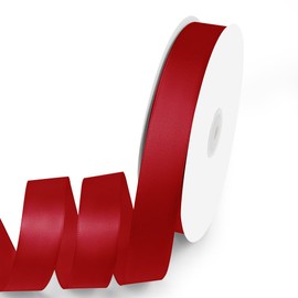 Quhora 1" x 100 Yards Satin Ribbon - Scarlet Silk Ribbon with Spool - Ideal for Gift Wrapping, Floral Bouquets, Crafts, Wedding Party Decorations, Christmas and Sewing Projects