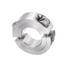 sourcing map Double Split Clamp-On Shaft Collar for 3/4" Shaft, Two-Piece Clamping Collar, 1-1/2" OD, 1/2" Width, 304 Stainless Steel Axle Collar Clamp, Set Screw Style