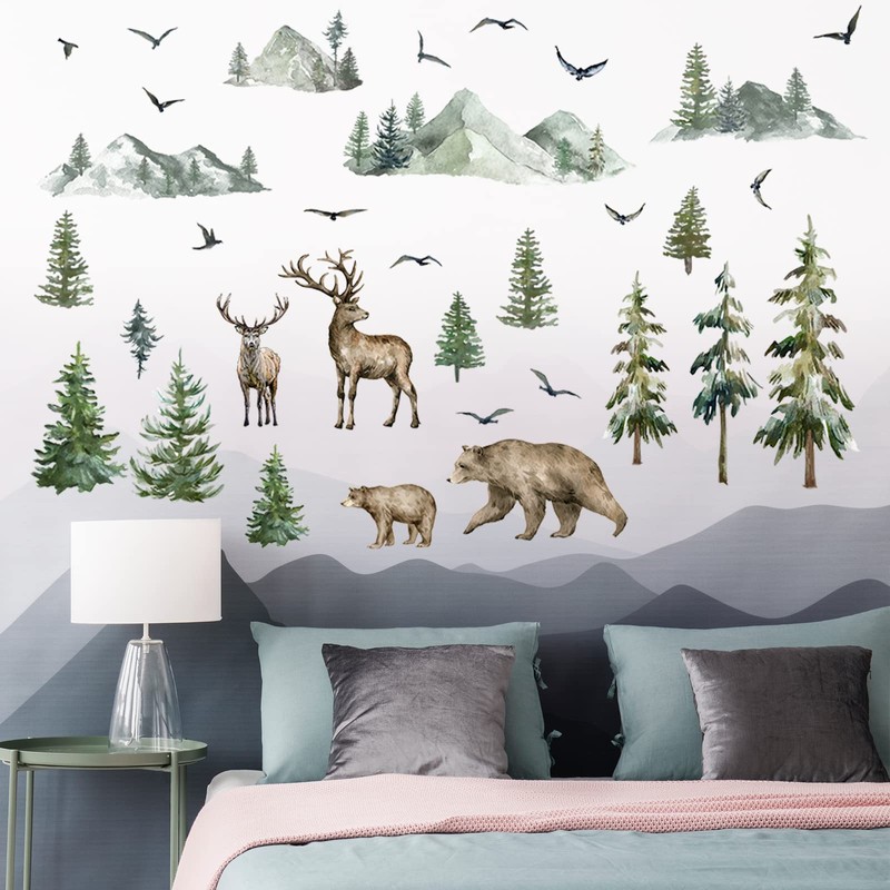 Mountain Wall Decals Large Pine Tree Wall Decals Peel and