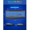 Wireless Keyboard with 7 Colored Backlits, Wrist Rest, Phone Holder,