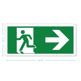 pubblimania Emergency Exit PVC Heavy Duty Outdoor Indoor (29 x 13 cm, Right)