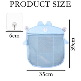 3Pcs Bath Toy Net, Bath Toy Storage, Bathroom Toy Storage, Bath Toy Organiser With 4 Transparent Hook, Easy Storage of Bath Toys and Other Bathroom Items 39x35cm （Multicolor）