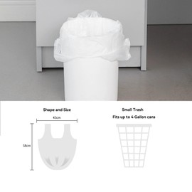 WAIKAS 4 Gallon Trash Bag with Handles, Pack of 88, Multipurpose Small Garbage Bags for Home, Office, Yard - 0.91Mil Thickness, 43x58cm,3.8g/pcs, Unscented, White