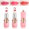 LZYLLS 2 Pack Crystal Jelly Flower Lipstick,Magic Temperature Color Change