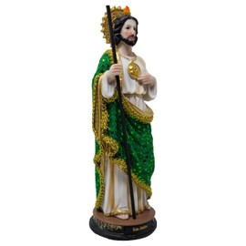 Saint Jude Statue (San Judas Tadeo) - 12-Inch Resin Catholic Home Decor, Bright Green Dress, Multicolor Religious Figure for Prayer, Indoor/Outdoor Use, Regalo Cristiano by MRCJ Sales