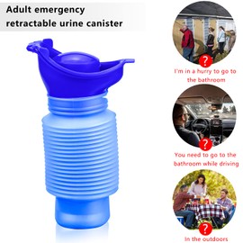 Mini Urinal 750 ml, Universal Urine Bottle for Women, Men & Children, Urinents, Mobile Toilet, Emergency Travel Toilet, Shrinkable Urine Bottle