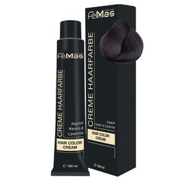 FemMas Hair Colour, Professional Cream Hair Colour with Argan Oil, Keratin & Ceramides, as Permanent Hair Colouring or Tint for Radiant, Durable Colour Results, Cool Light Brown 5.01, 100 ml