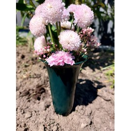 Flower Vase Set of 2 for Cemetery Grave Vase Tulip 21 cm High Plug-In Vase with Ground Spike Grave Decoration Weatherproof