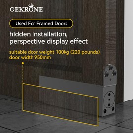 GEKRONE Self Closing Concealed Door Pivot Hinges Heavy-Duty Spring Hydraulic 360 Degree Rotation Stainless Steel Invisible Wooden Secret Hidden Door Hinge System Adjustable Speed Door Weighs 220 Lbs