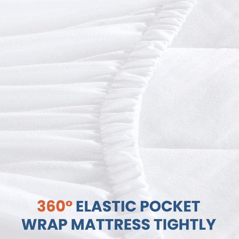 BQC 100% Waterproof Quilted Mattress Protector 35 Cm Deep Skirt