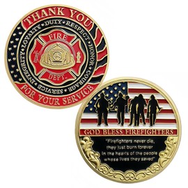 Firefighters Challenge Coin God Bless Fireman's Prayer Coin Thank You for Your Service