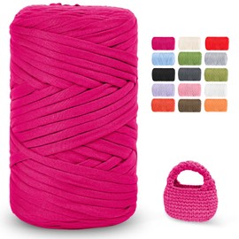 iEGrow 400g T-Shirt Yarn, Crochet Yarn, Textile Yarn for Crocheted Baskets, Suitable for Handbags, Carpets, Home Decoration, DIY Crafts, Chunky Yarn for Beginners, Rose