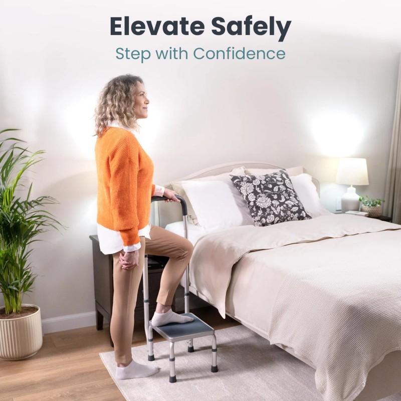 Pelegon Adjustable Step Stool with Handle for Elderly 300LB Capacity