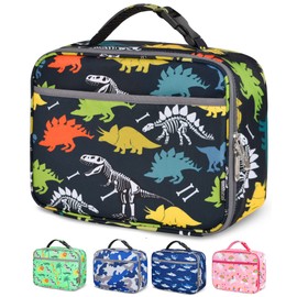 HOMESPON Lunch Box for Kids Girls Boys Insulated Lunch Bag with Front Pocket Lunch Snack Holder for School Daycare Picnic（dinosaur 2）