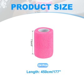 PATIKIL Self Adhesive Bandage Wrap 177" x 3", 24 Pcs Elastic Self Adherent Self Breathable Wrap Tape for Sport Stretch Athletic Wrist Ankle Outdoor Tape, Bright Pink