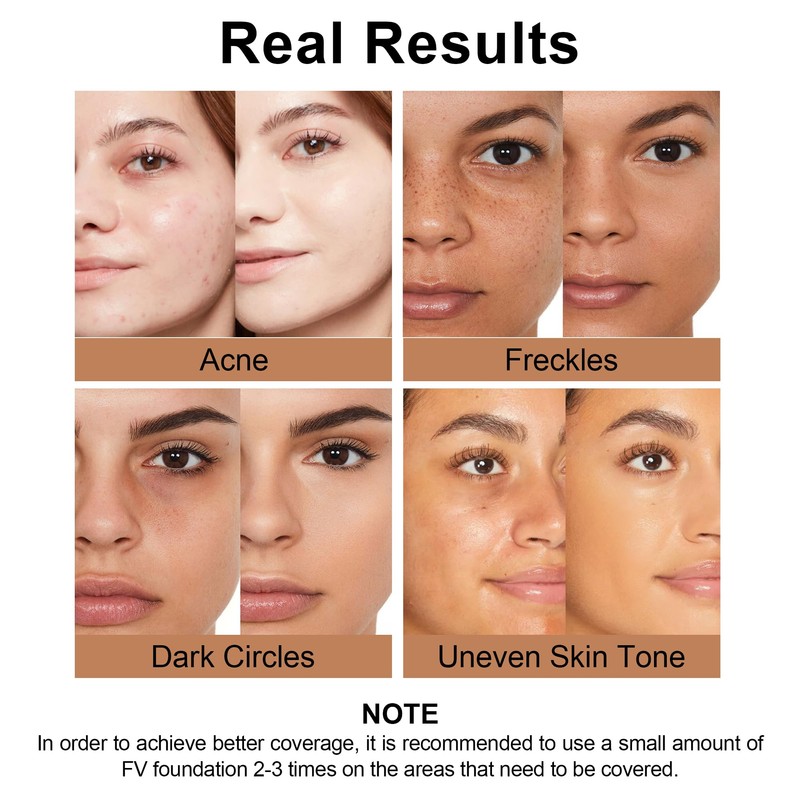 FV Waterproof Liquid Foundation,Hydrating Dewy Finish Long Lasting Lightweight Medium