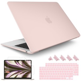 May Chen Compatible with MacBook Air 13 inch Case 2021 2020 2019 2018 Model: M1 A2337 A2179 A1932, Plastic Matte Hard Shell Case for MacBook Air 13 inch with Retina Display Fits Touch ID, Chalk Pink