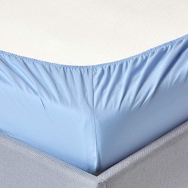 HOMESCAPES Light Blue Deep Fitted Sheet (12”) King 200 TC 400 Thread Count Equivalent Pure Egyptian Cotton Bed Sheet with Fully Elasticated Skirt