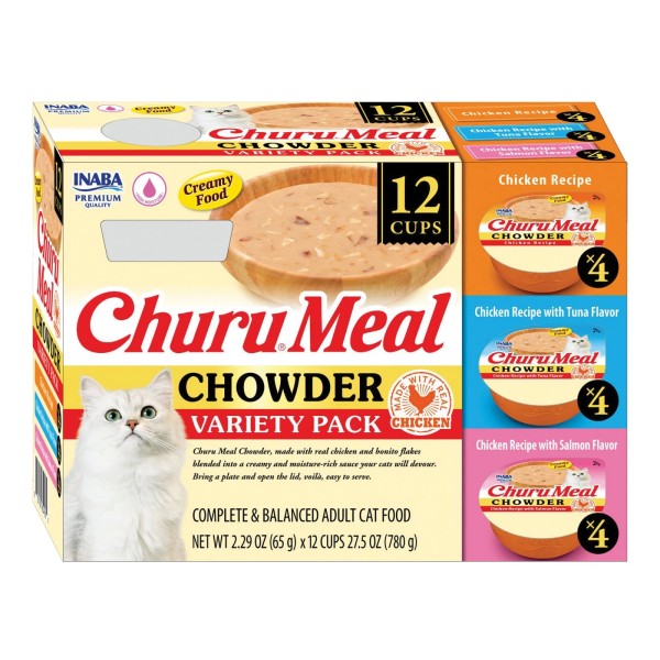 Unbranded Churu Meal Chowder Adult Wet Cat Food,2.29 oz cup,12-count,
