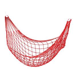 Relaxdays Netzhängematte, leichte Outdoor Hängematte für 1 Person, für Camping oder im Garten, bis 120 kg belastbar, rot, Polyester
