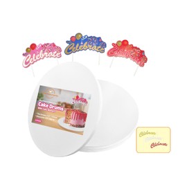 12 Inch Cake Drums with Banner Cake Topper-Cake Board Round White(3-Pack) 1/2 Inch Thick Cake Boards Sturdy, Greaseproof for Birthday Wedding Multi-Tiered Party Cake Boards by GBF