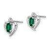 Sterling Silver Created Emerald and Diamond Earrings 10x7 mm