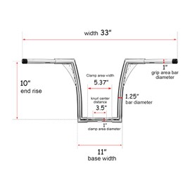 Wsays Chrome 10" Rise Ape Hangers Handlebar 1-1/4" Diameter Bar Compatible with Harley Sportster XL 1200 883 Dyna Softail Touring Road Glide Road King Models