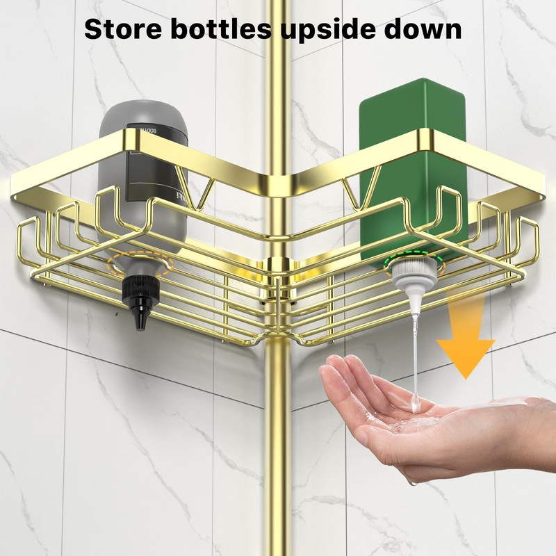DAOYA Shower Caddy Tension Pole - Gold Corner Shower Caddy
