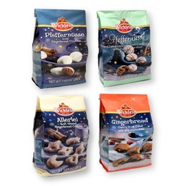 Tasty Kitchen Wicklein Holiday Cookies 4 Varieties: Pfeffernusse, Pfeffernusse Drizzled, Gingerbread, and Allerlei with 1 Gold Stainless Steel Stirring Spoon