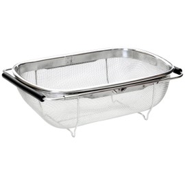 Premier Housewares Kitchen Sink Strainer Wire Mesh Over Sink Colander Rice Strainer Sink Strainer Basket Large Sieve Dimensions (H x W x D): 11 x 30 x 19 cm